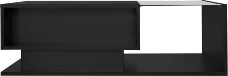 Gotagee Hoogglans salontafel 100x50x32 cm met glazen blad en laden met 1 lade met LED-verlichting zwart