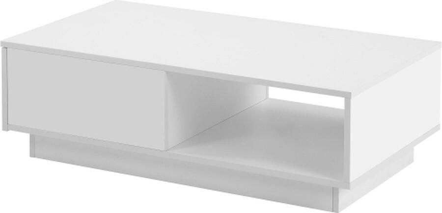 Gotagee Hoogglans salontafel Rechthoekige Woonkamertafel Theetafel Met LED-licht Wit