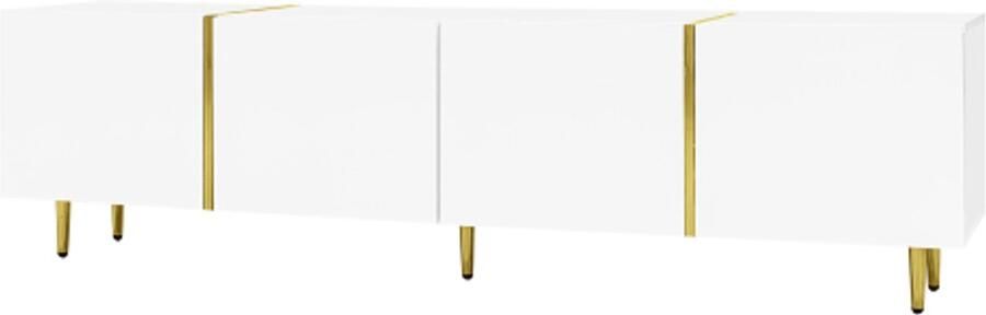 Gotagee Hoogglans tv-meubel met vier deuren modern en eenvoudig Soft-close scharnieren in wit