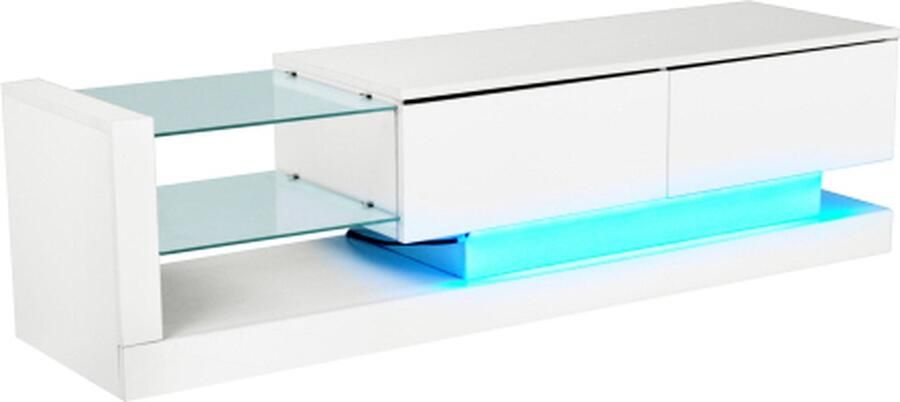 Gotagee Hoogglans TV-meubel Woonkamer Kast Met 16 kleuren LED-verlichting Wit