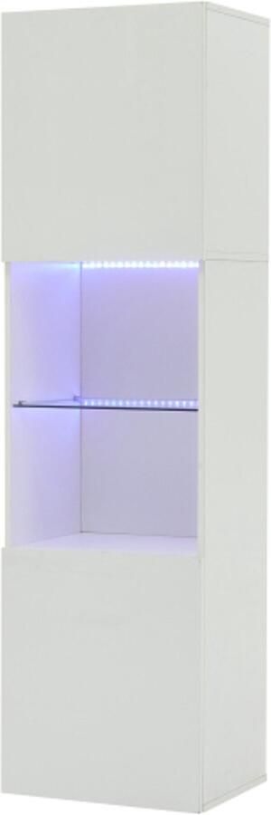 Gotagee Hoogglans vitrinekast met LED-verlichting 1 glazen plank 45*35*160 cm vitrinekast vrijstaande vitrinekast hoge kast opbergkast wit