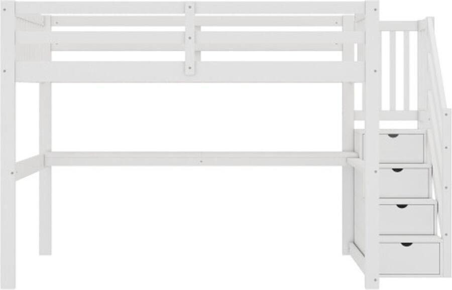 Gotagee Hoogslaper 140 x 200 kinderbed met opberglades en onderbedbureau wit