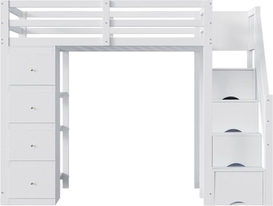 Gotagee Hoogslaper met Opberglades en Veiligheidsladder Multifunctioneel Massiefhouten Bed voor Kinderen en Tieners