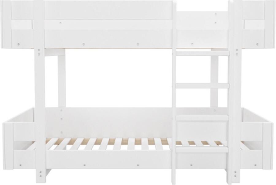 Gotagee Houten bed Stapelbed 90x200cm tweepersoonsbed (zonder matras) met trap kinderbed versterkte railing praktisch bedframe logeerbed