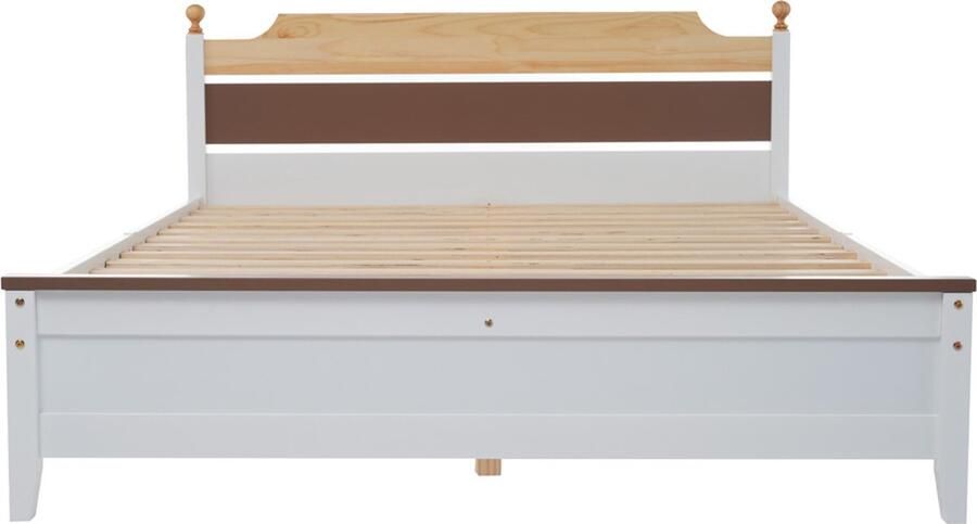 Gotagee Houten bed voor kinderen Veilig kinderbed jeugdbed eenpersoonsbed tweepersoonsbed laag bed grenenhouten frame wit 140x200cm Zonder matras