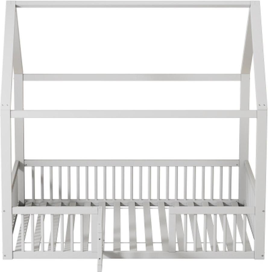 Gotagee Huisbed 140x200cm Tweepersoonsbed (Zonder matras) Wit Vlak bed Massief houten bed