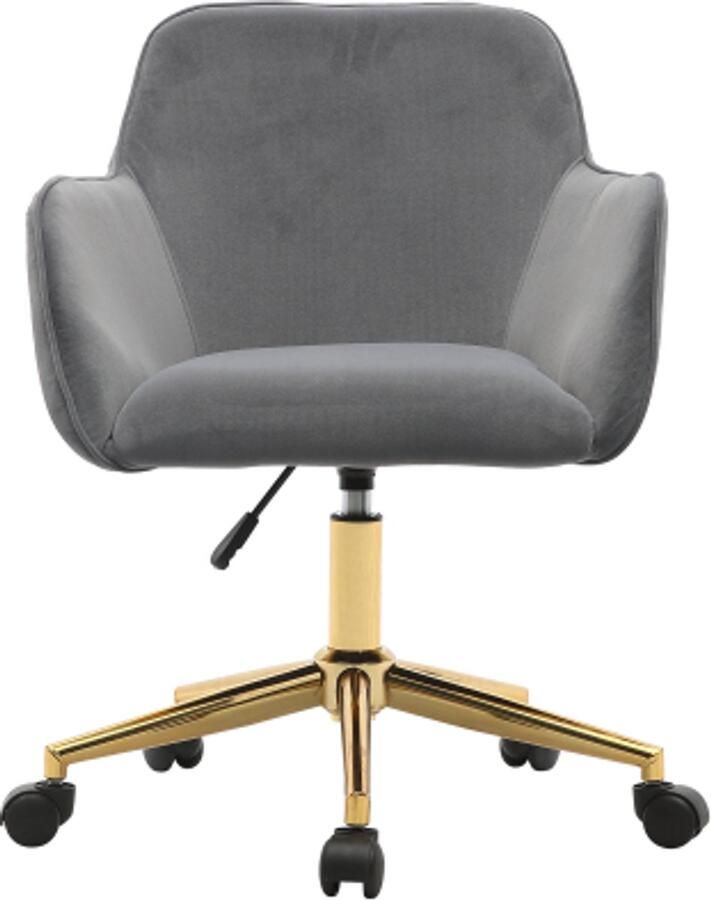Gotagee in hoogte verstelbare bureaustoel van fluweel met gouden poten grijs