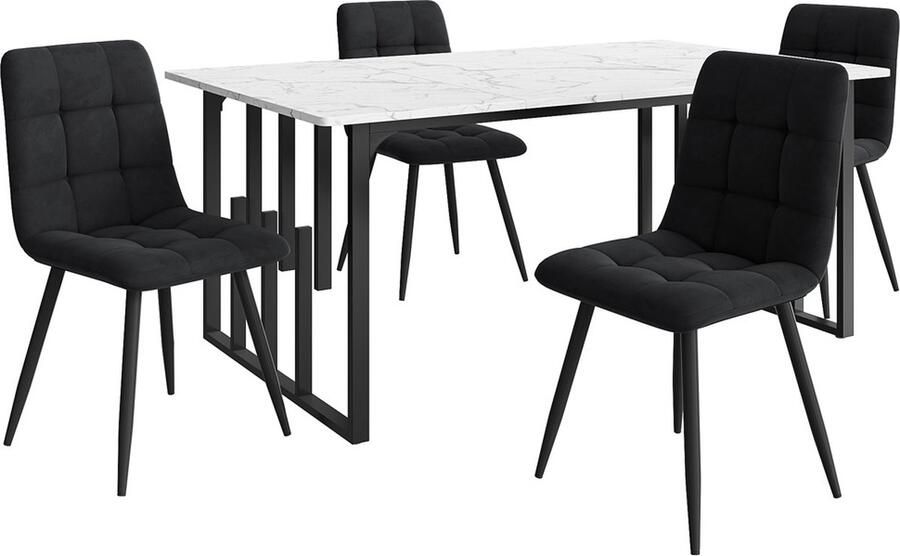 Gotagee Keuken eettafel en stoelenset Woonkamer tafel en stoelenset 1 tafel (140×80cm) met 4 stoelen