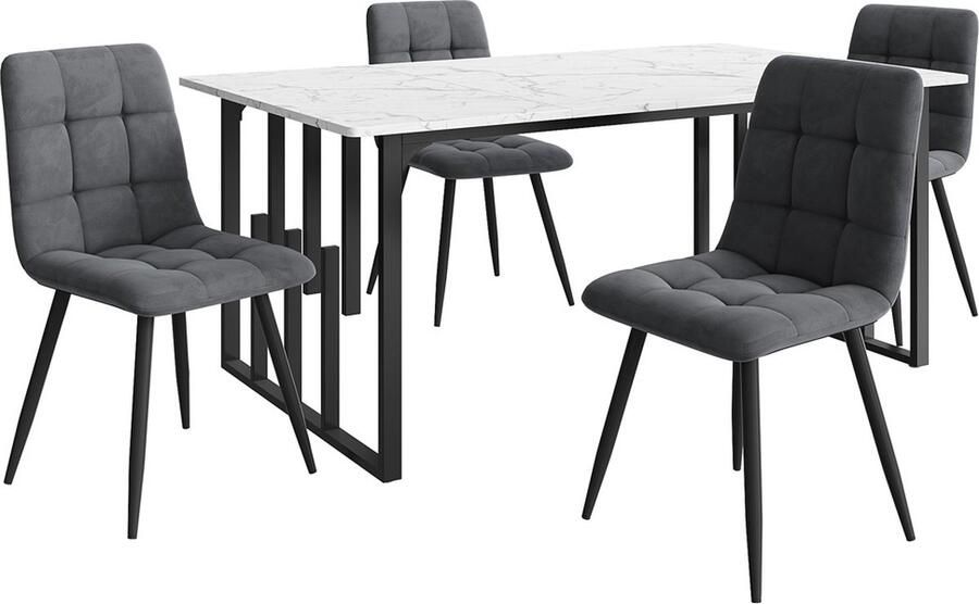 Gotagee Keuken eettafel en stoelenset Woonkamer tafel en stoelenset 1 tafel (140×80cm) met 4 stoelen