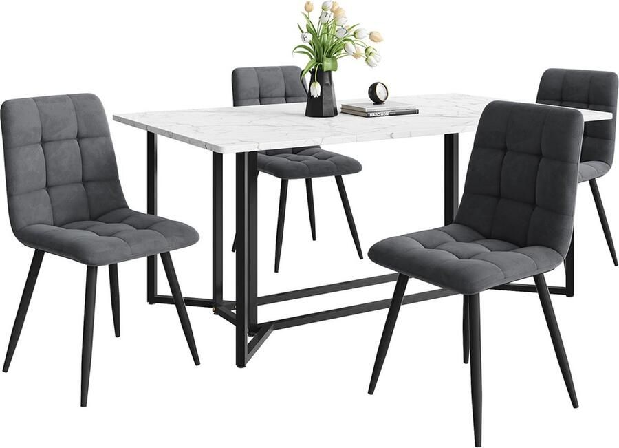 Gotagee Keuken eettafel en stoelenset Woonkamer tafel en stoelenset 1 tafel (140x80x75) met 4 stoelen