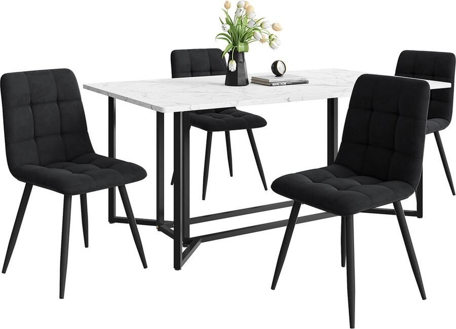 Gotagee Keuken eettafel en stoelenset Woonkamer tafel en stoelenset 1 tafel (140x80x75) met 4 stoelen