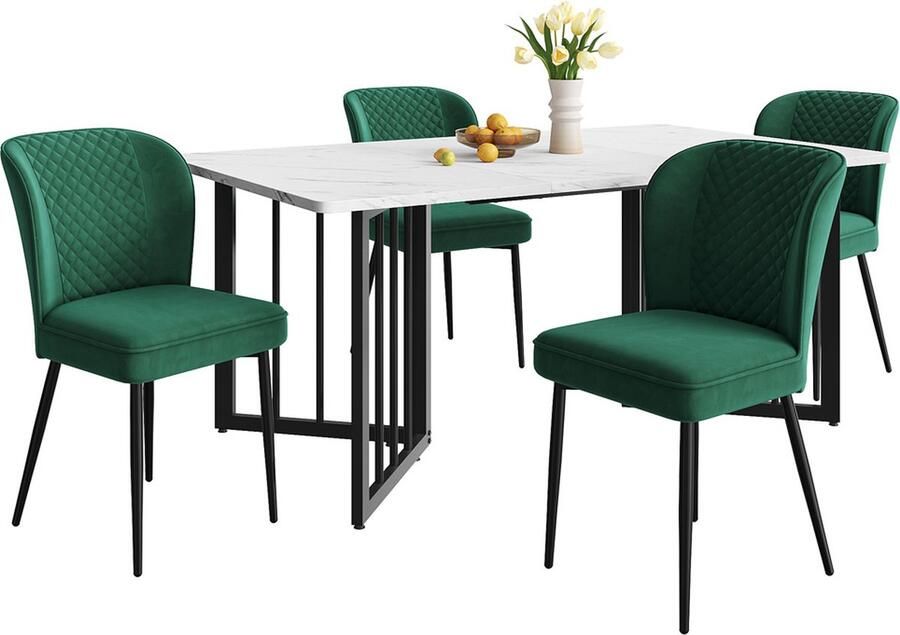 Gotagee Keuken eettafel en stoelenset Woonkamer tafel en stoelenset (5-delige set) 1 tafel (140×80×75cm) met 4 stoelen