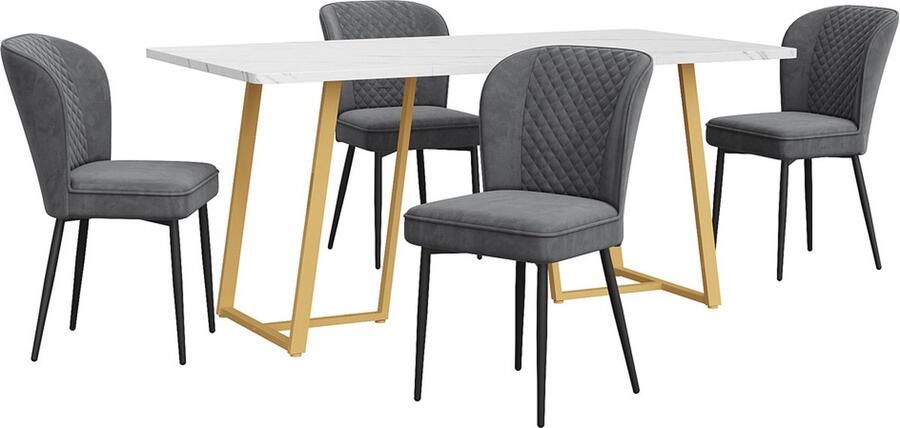 Gotagee Keuken eettafel en stoelenset Woonkamer tafel en stoelenset (5-delige set) 1 tafel met 4 stoelen