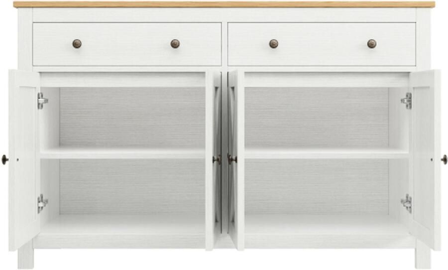 Gotagee Keukenkast (140×40×89cm) opbergkast buffetkast voor keuken eetkamer en woonkamer modern dressoir zijkast met opbergruimte vintage kruisluikdesign kantelbestendig wit