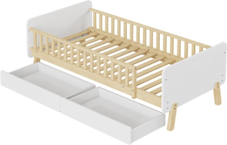 Gotagee Kinderbed 90x190 met 2 lades eenpersoonsbed met lattenbodem wit