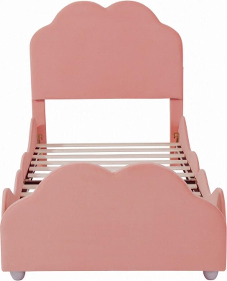 Gotagee Kinderbed 90x200cm Gestoffeerd bed Zonder matras Eenpersoonsbed Fluweel Roze