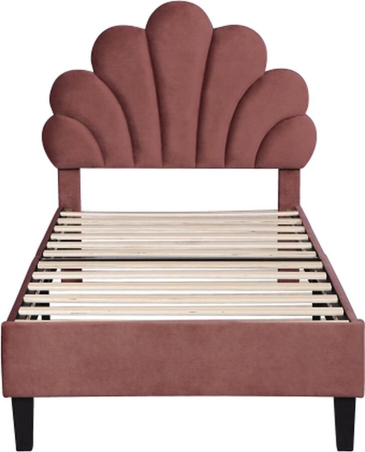 Gotagee Kinderbed 90x200cm Gestoffeerd bed (zonder matras) Eenpersoonsbed Rood Samt