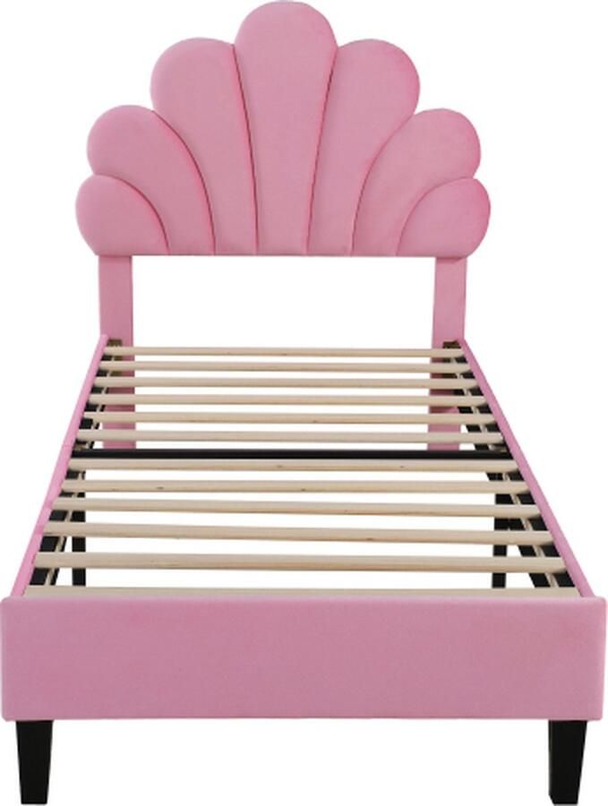 Gotagee Kinderbed 90x200cm Gestoffeerd bed (zonder matras) Roze Fluweel