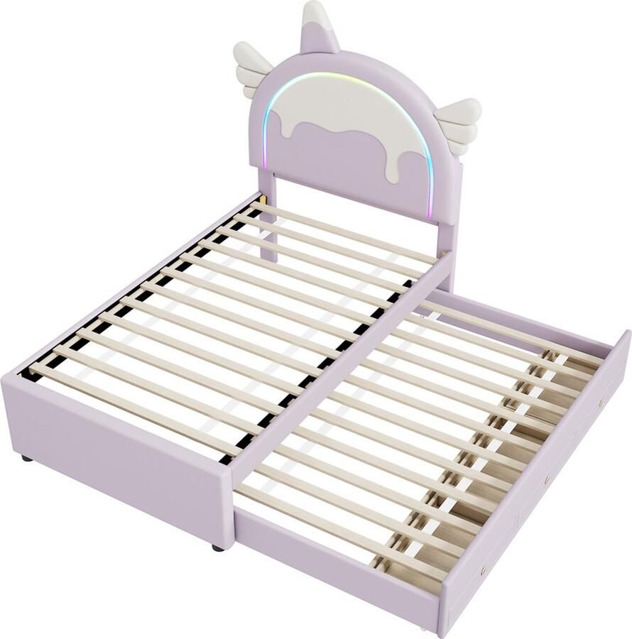 Gotagee Kinderbed Cartoon Tweepersoonsbed Logeerbed met Uittrekbed 90x200cm Modern PU