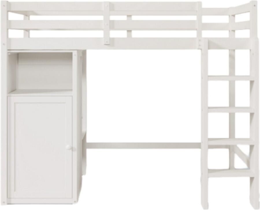 Gotagee Kinderbed eenpersoonsbed hoogslaper jeugdbed kledingkast laag bed met opbergruimte Bed zonder matras