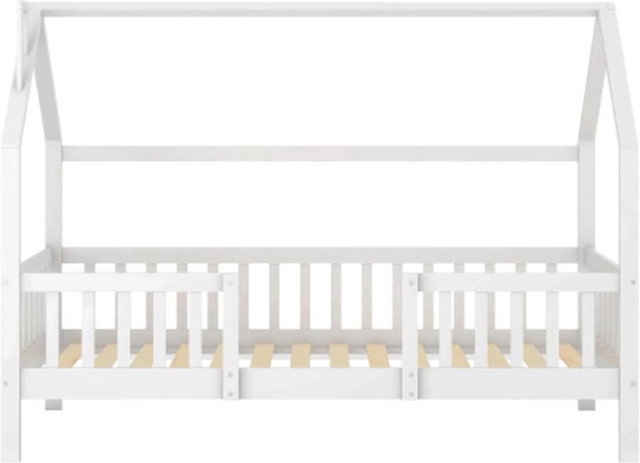 Gotagee Kinderbed huisbed lattenbodem grenenhouten huisbed voor kinderen 90 x 200 cm zonder matras wit