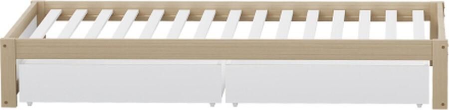 Gotagee Kinderbed Massiefhouten Bed 90X200 met 2 Lades en Lattenbodem Modern Eenpersoonsbed van Hout met Opbergruimte
