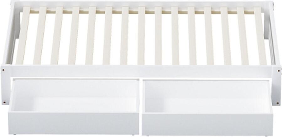 Gotagee Kinderbed Massiefhouten Bed 90X200 met 2 Lades en Lattenbodem Modern Eenpersoonsbed van Hout met Opbergruimte