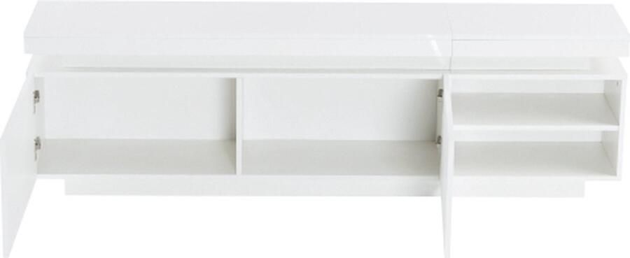 Gotagee Lowboard Hoogglans TV-Meubel met LED-Verlichting TV-Kast Opslagkast met Ruime Opbergruimte Wit