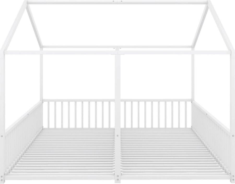 Gotagee Metalen bed kinderbed 90x200cm zonder matras leuning ladder huismodel tweepersoonsbedontwerp tweepersoonsbed ijzeren frame