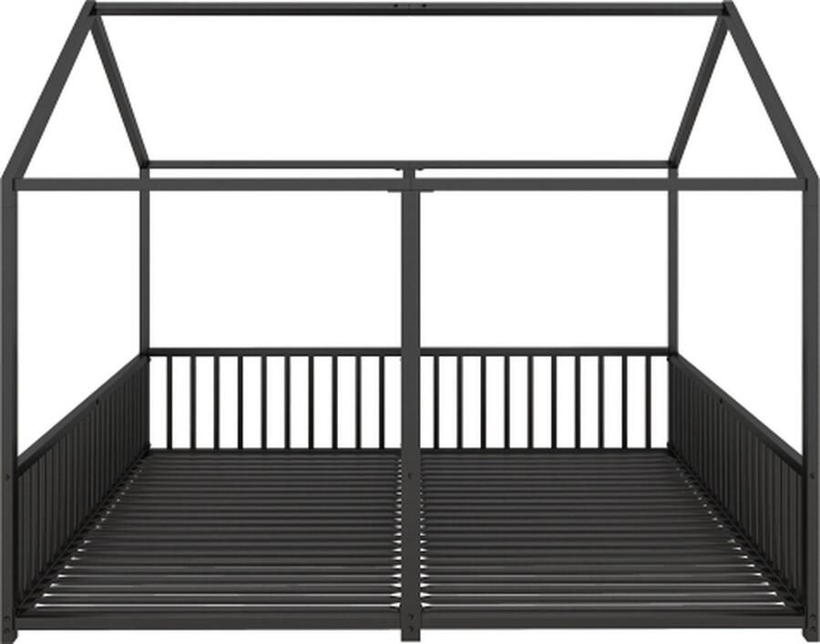 Gotagee Metalen bed kinderbed 90x200cm zonder matras leuning ladder huismodel tweepersoonsbedontwerp tweepersoonsbed ijzeren frame