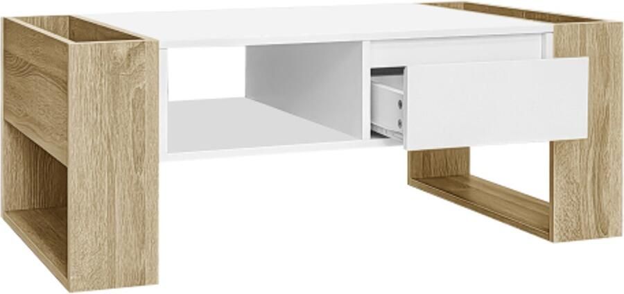 Gotagee Moderne salontafel 105 x 60 x 40 cm gedeeltelijk hoogglans met laden en open vakken