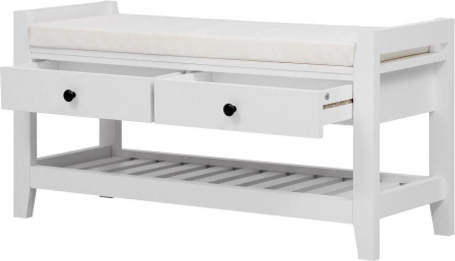 Gotagee Moderne schoenenbank met zit- en opbergruimte zacht kussenoppervlak schoenenrek voor entree wit