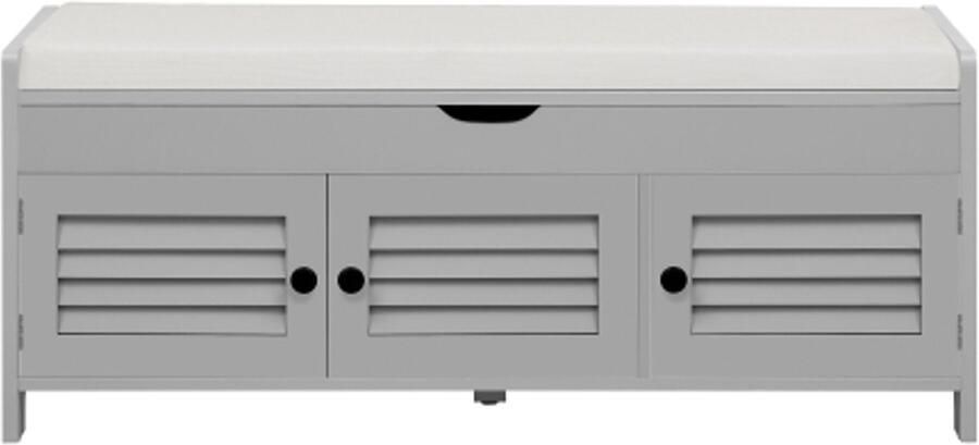 Gotagee Moderne Schoenenbank met Zitgedeelte Schoenenrek met Zitbank Zitkommode met Drie Jaloezedeuren en Verstopte Opbergruimte met Hydraulische Stangen Ingang Woonkamer Halmeubels grijs