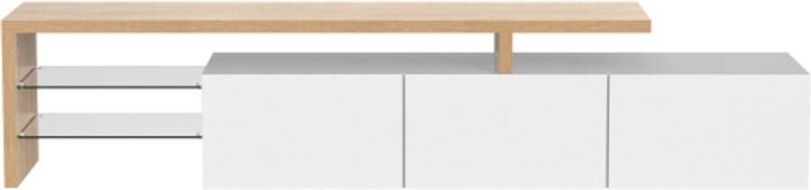 Gotagee Moderne tv-kast praktische opbergruimte hoogglans glazen planken led-verlichting wit