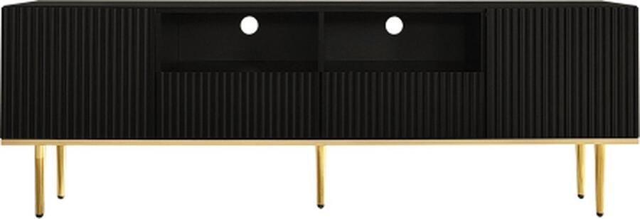 Gotagee Moderne TV Kast TV Meubels Zwart Met Gouden Voeten En Gouden Rand