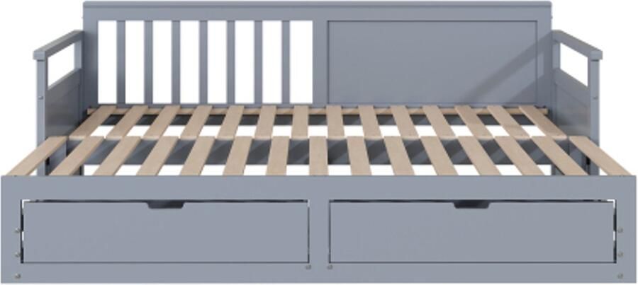 Gotagee Multifunctioneel twee-in-één slaapbank 90 (180) x 190 met bed van grenenhout lades en uitschuifbaar bed grijs