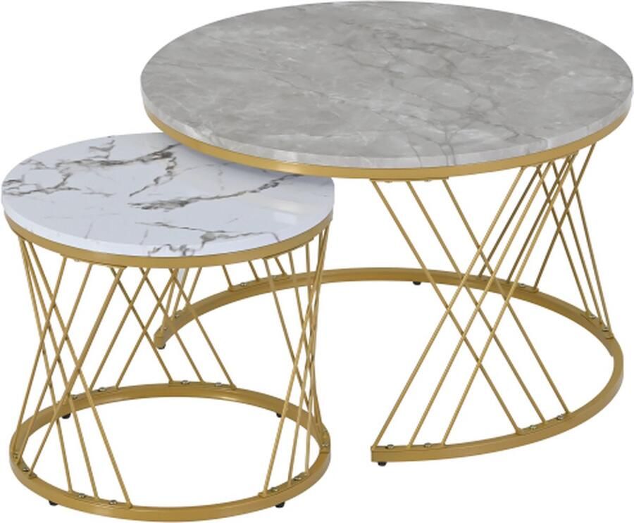 Gotagee Nesting salontafel set Ronde bank zijkant nest van tafels 2 Set Wit