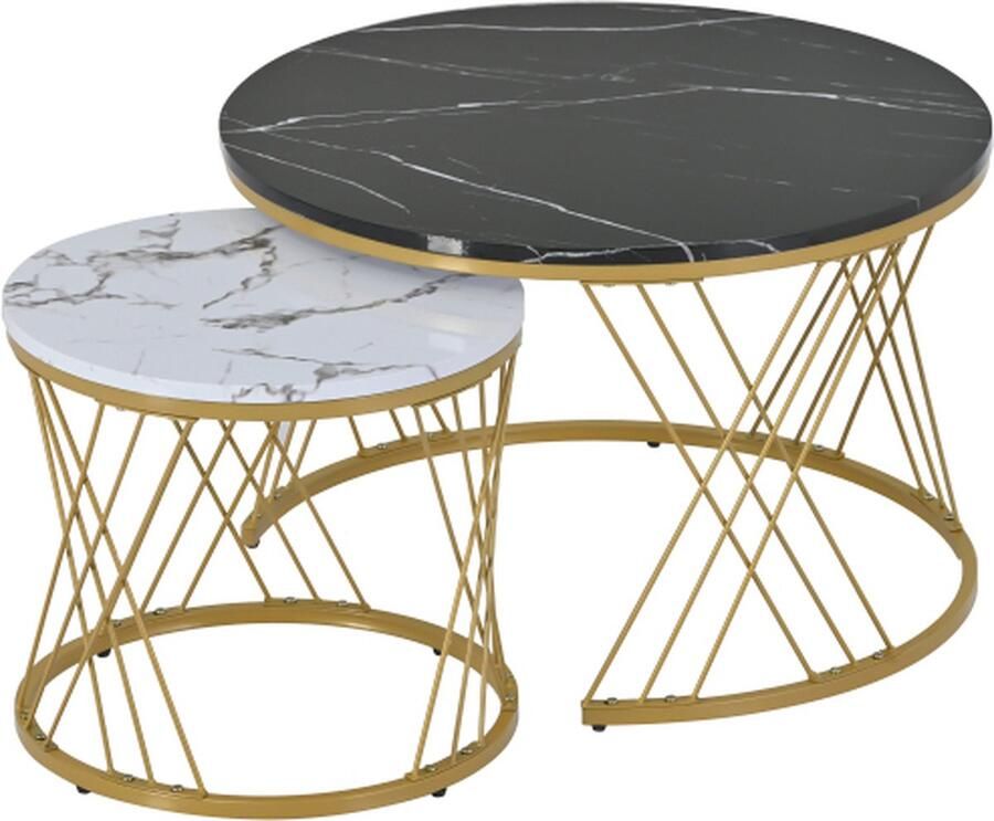 Gotagee Nesting salontafel set Ronde bank zijkant nest van tafels 2 Set Zwart