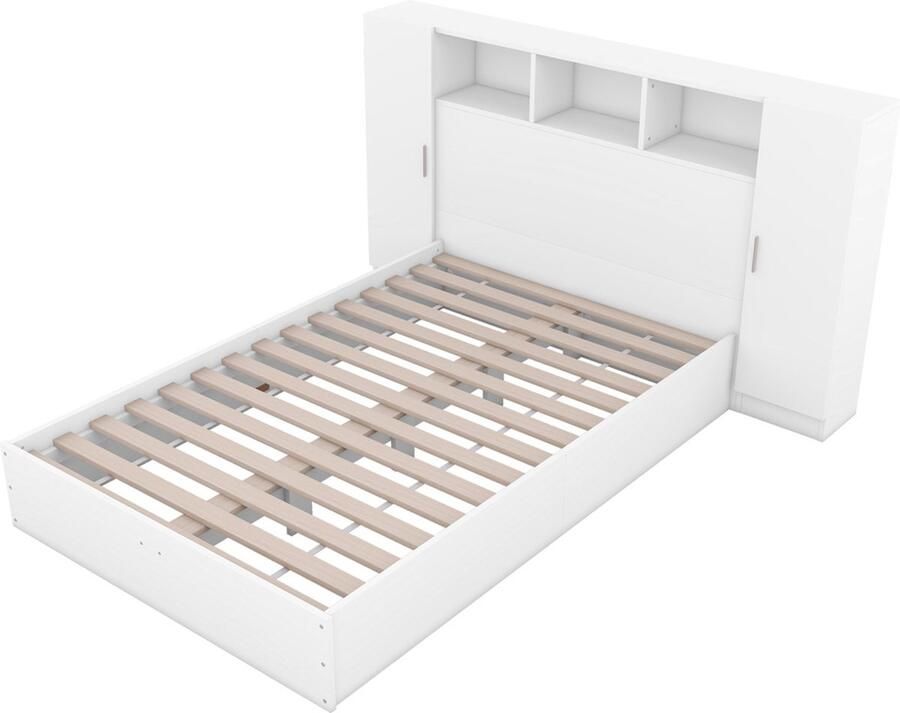 Gotagee Opbergbed Platbed Tweepersoonsbed Modern Jeugdbed Massief Houten Bed 140 x 200 cm