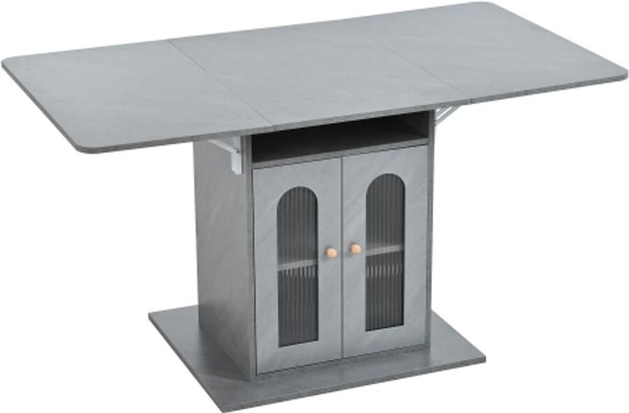 Gotagee Opvouwbare eettafel met LED-verlichting en instelbare kleurveranderingsfunctie met geïntegreerde opbergruimte maximaal uitschuifbaar tafelblad 140×78 cm voor keuken en eetkamer.grijs