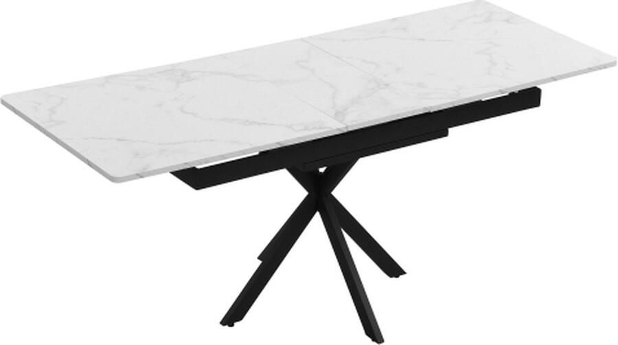 Gotagee Restauranttafel Eettafel Uitschuifbare eettafel Rechthoekige salontafel Vrijetijdstafel Kruispootontwerp Cementpatroon Multifunctionele woonkamertafel