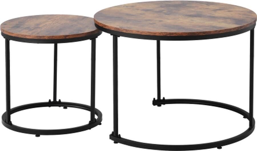 Gotagee Ronde salontafels 2-delige set Ronde bijzettafel Woonkamertafel Bruin