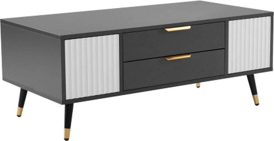 Gotagee Salontafel 100x50x40cm Laag Woonkamertafel Bijzettafel Grijs en Wit