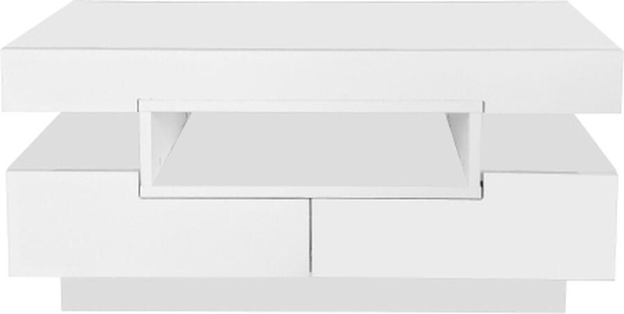 Gotagee Salontafel Hoogglans Oppervlak Met LED Lichtstrip Vier Laden Voor En Achter Groot Opslagruimte