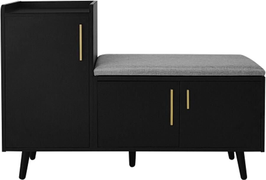 Gotagee Schoenenbank Schoenenkast met drie opbergdeuren met asymmetrische metalen handgrepen en meerdere niveaus voor opbergruimte -B100 D34 H69 cm