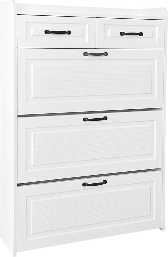 Gotagee Schoenenkast houten schoenenkast schoenrek opbergkast bijzetkast dressoir wit