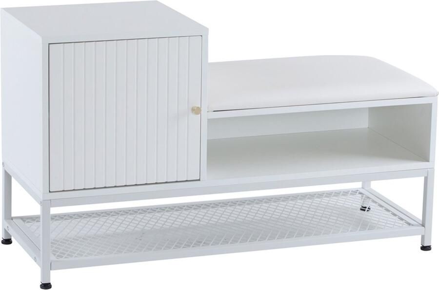 Gotagee Schoenenkast schoenenkasten LED opbergkast bijzetkast schoenenwisselkruk wit