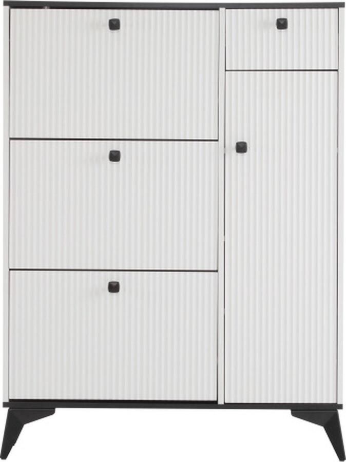 Gotagee Schoenenrek schoenen kiepkast zijkast woonkamer meubels 1 lade en 1 deur schoenen kiepkast smalle schoenenkast wit 121x90x25cm wit