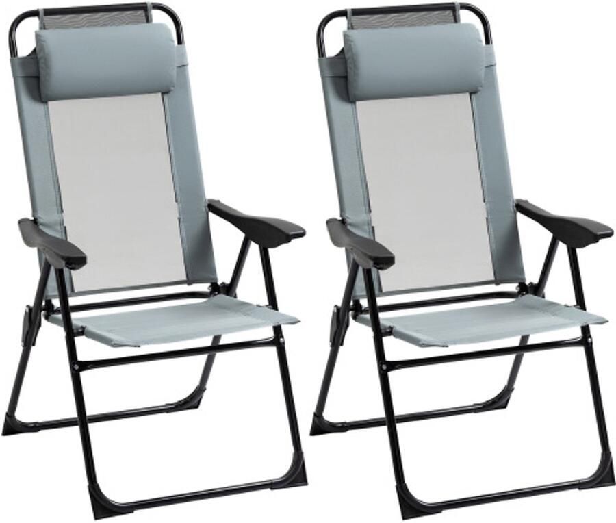 Gotagee Set van 2 opvouwbare tuinstoelen met verstelbare rugleuning en armleuningen kampeerstoel met een draagvermogen tot 120 kg voor tuin en balkon