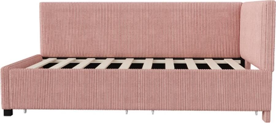 Gotagee Slaapbank 90x200cm Polsterbed (zonder matras) Multifunctioneel Bed met 2 Grote Opbergladen en Lattenbodem Fluweelstof